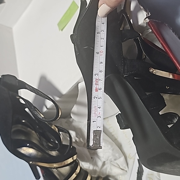 Black and Gold Strappy Heels - Picture 11 of 12